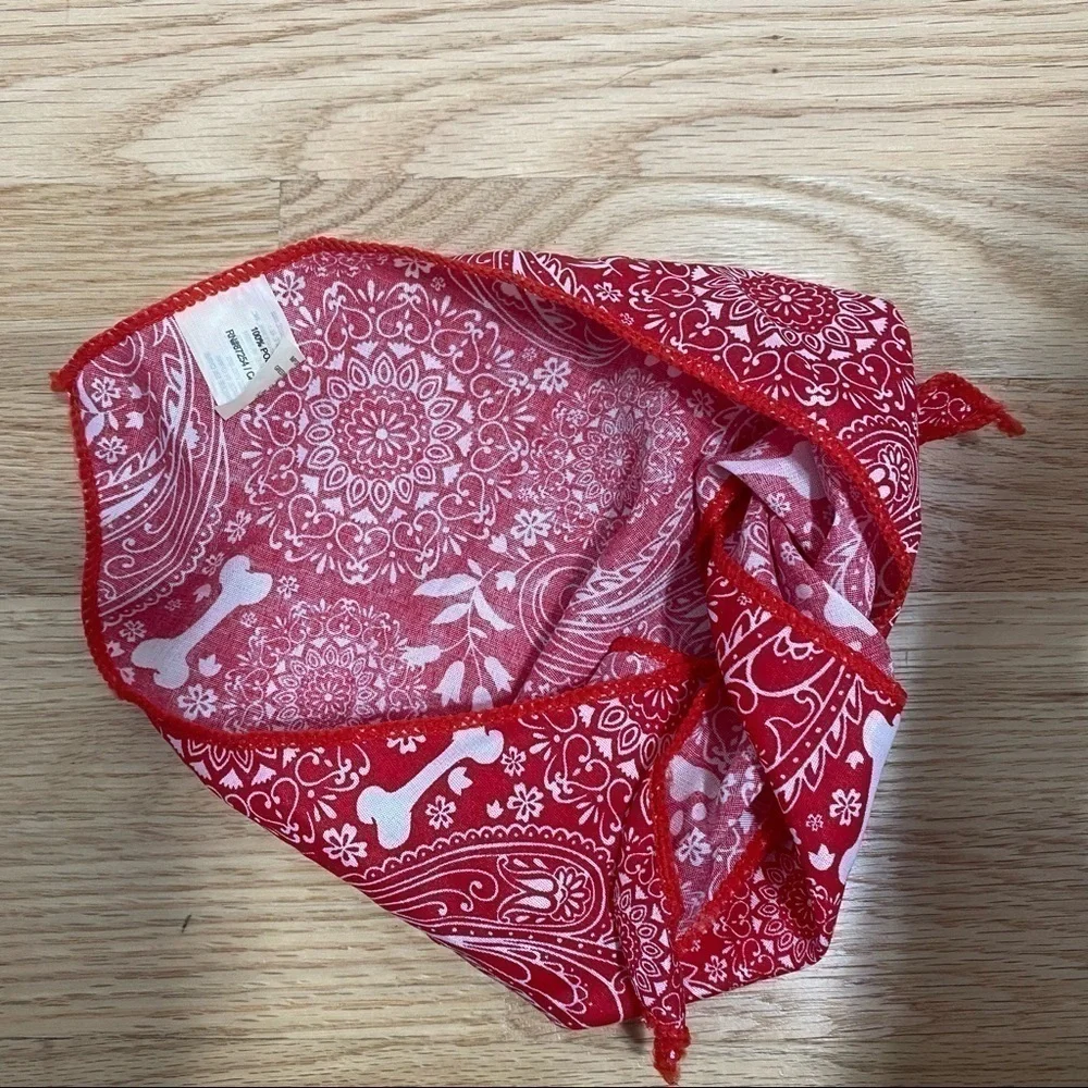Dog Small Scarf Red White Pet Accessory